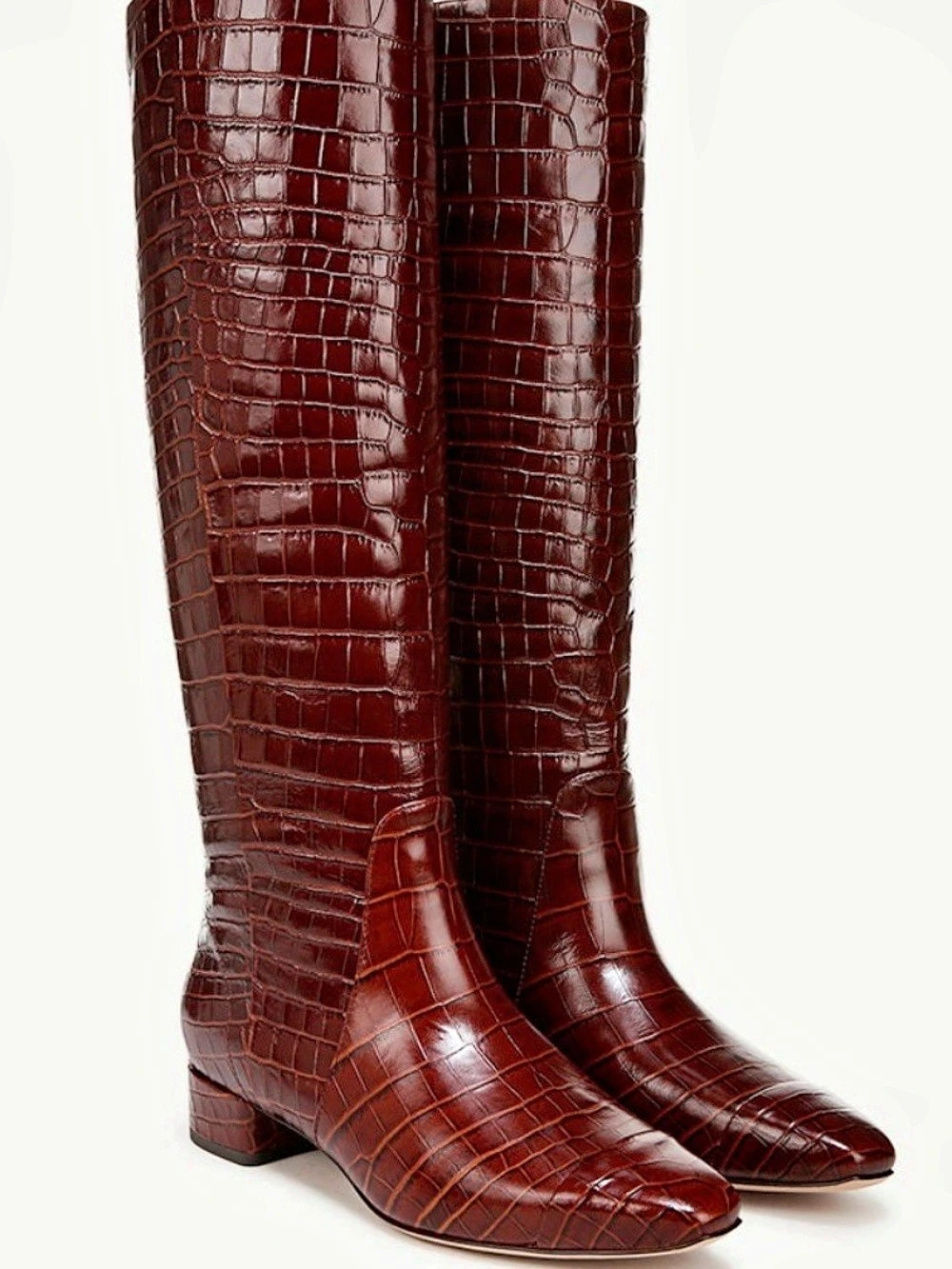 Veronica Beard Cecile Croc Embossed Tall Boot
